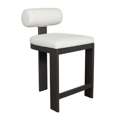 White Bolster Back Outdoor Counter Stool