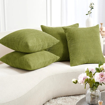 Transform Your Space with Deconovo's Set of 4 Cream Corduroy Striped Throw Pillow Covers - Perfect for Sofa, Couch, or Bed!
