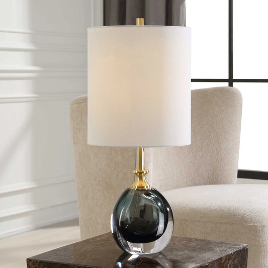 Teal Blue Glass Buffet Lamp