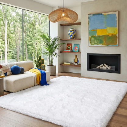 Indulge in Luxury: Black Soft Fluffy Shag Area Rug - Non-Slip, Anti-Fade, Perfect for Living Room & Bedroom Decor