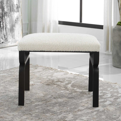 White Shearling Small Bench