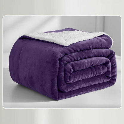 Soft Sherpa Fleece Throw Blankets - Dual-Layer Design with 230 GSM Fleece, 180 GSM Sherpa for Lightweight Warmth, Ideal for Relaxing Nights, Bed Layering; Available in Twin, Queen, King, Throw Sizes