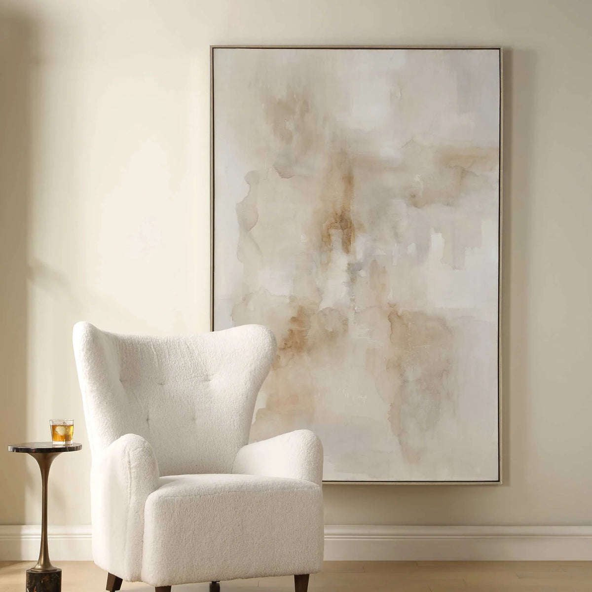 Hand Painted Neutral Canvas Art