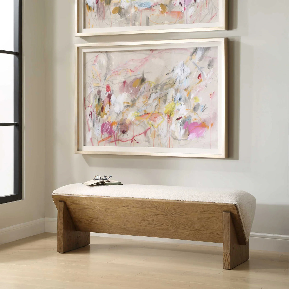 Ivory Fabric Bench