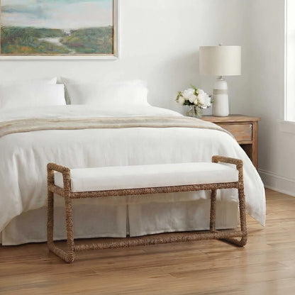 White Fabric Bench