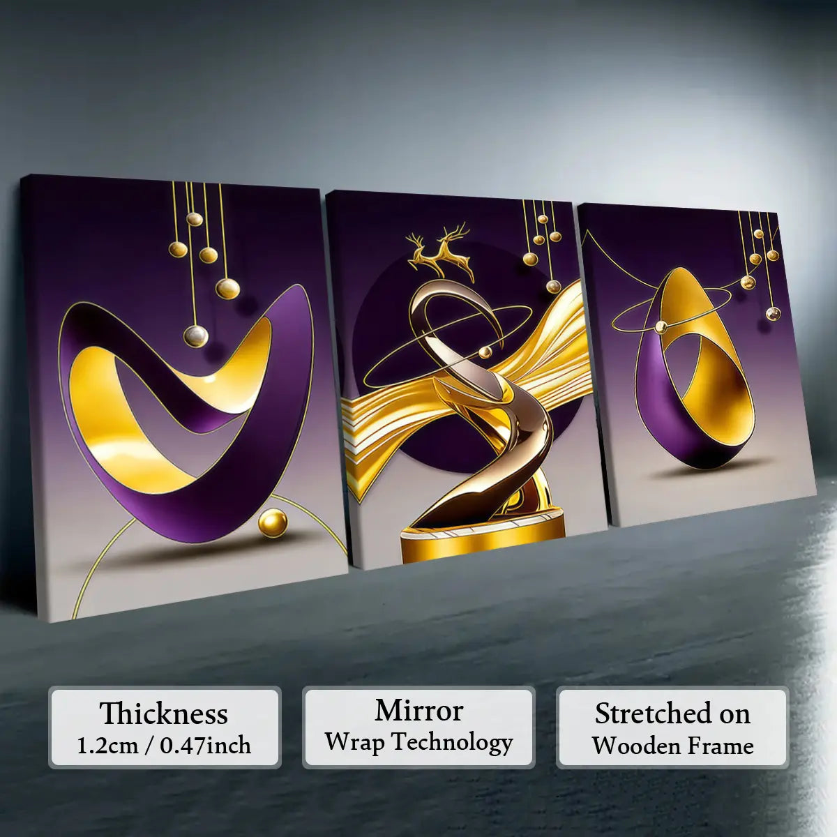 Elevate Your Space with Our 3-Piece Wooden-Frame Canvas Print Set – Stunning Geometric Pattern for Modern Home Decor!