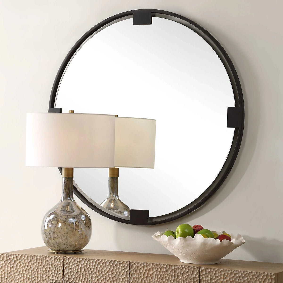 Black Round Mirror