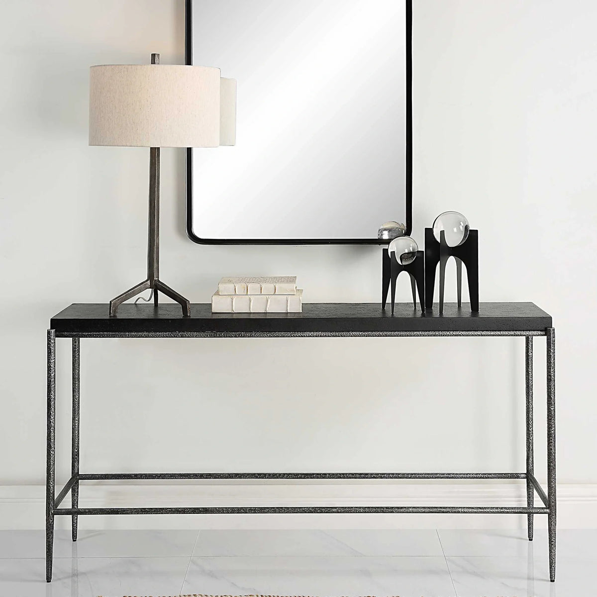 Black Concrete Console Table