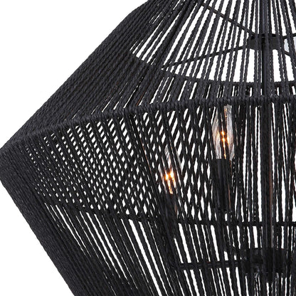 4-Light Black Rope Pendant