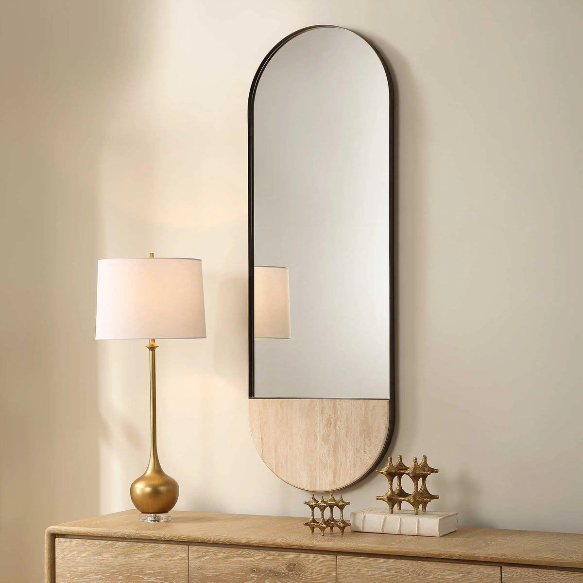 Travertine Oval Mirror