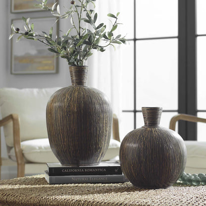 Black Washed Vases, Set of 2