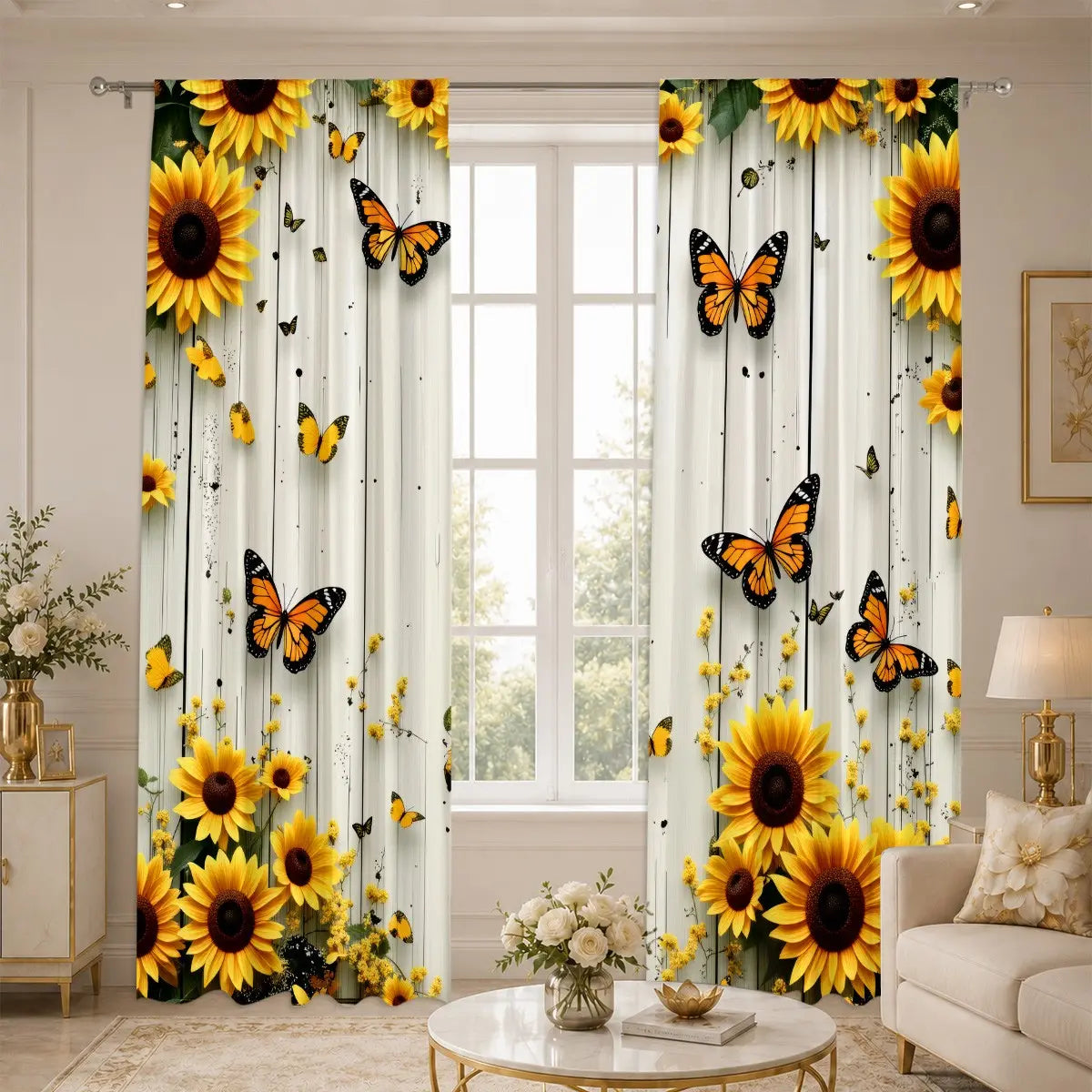 2Pc Sunflower Curtains