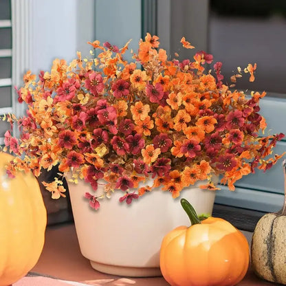 12-Pack Faux Floral Artificial Flowers - Decorative Silk Mums with Realistic Eucalyptus Leaf & Dried Eucalyptus Artificial Flowers
