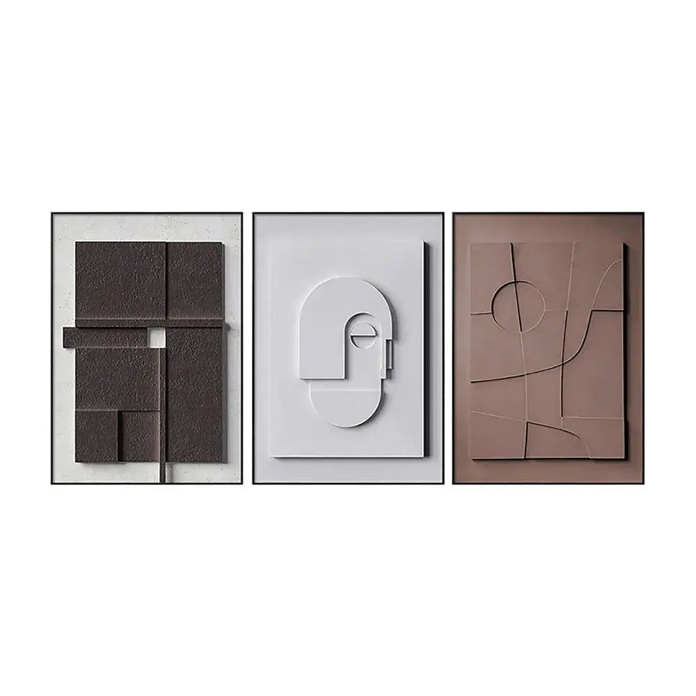 Homary Japandi Geometric Canvas Wall Art Set | Framed Neutral Abstract Prints, Ready to Hang | Two Sizes