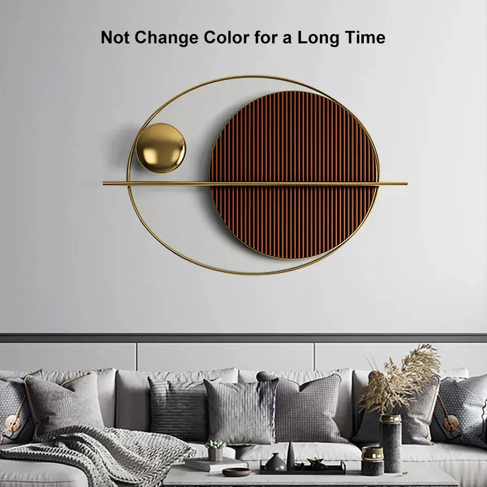 Homary Oval Iron Geometric Wall Art | Assembled Disc Relief Metal Wall Décor | No Assembly Required