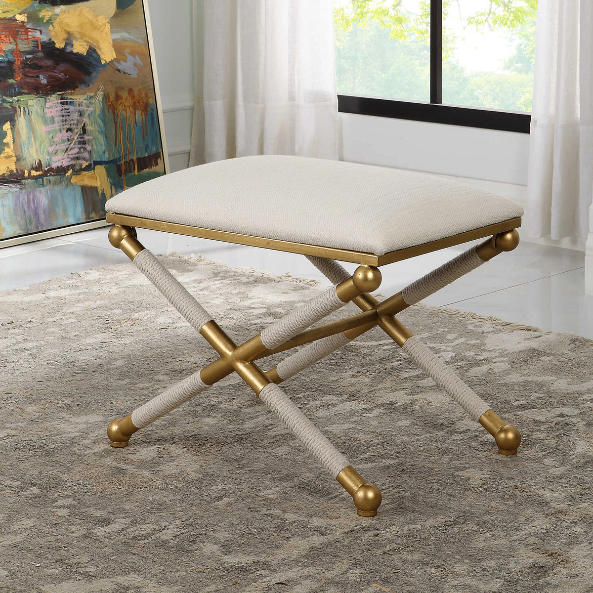 Small White Bench