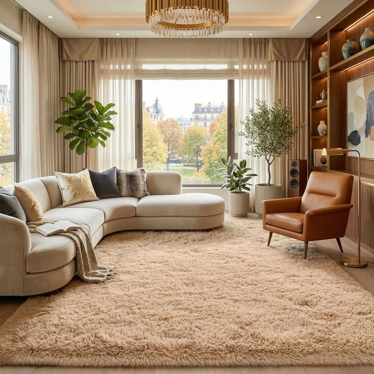 Black Soft Fluffy Shag Area Rug