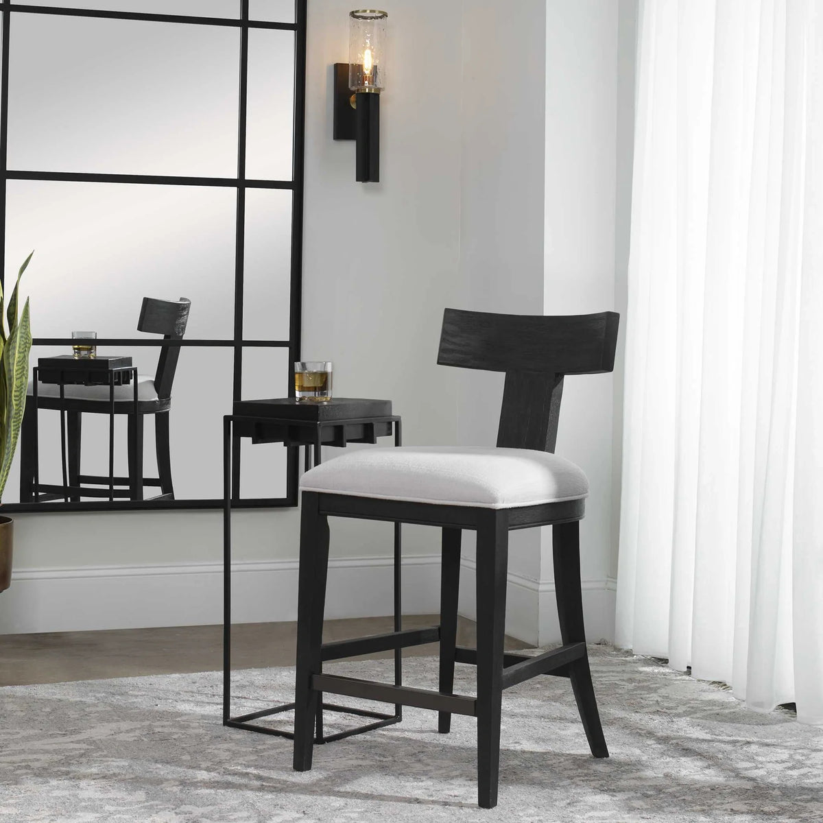 Whitewashed Wood Counter Stool