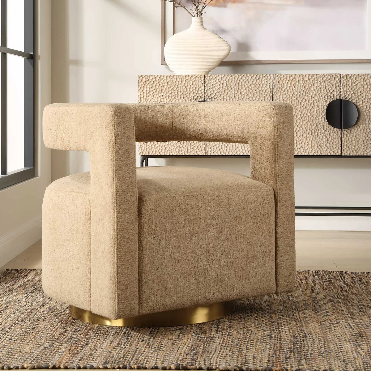 Boucle Swivel Chair