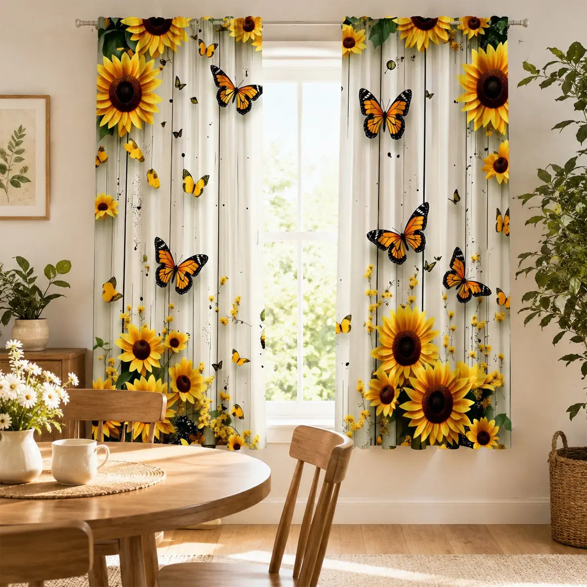 2Pc Sunflower Curtains