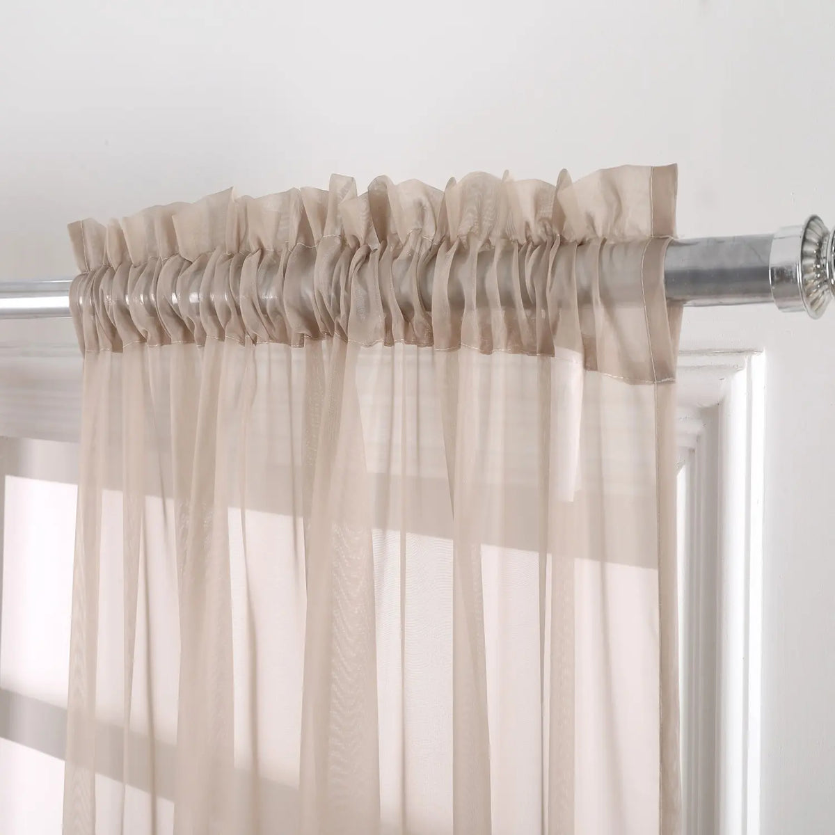 Sheer Curtains for Soft Light Filtering - 2 Rod Pocket Panels in Natural Style for Any Room