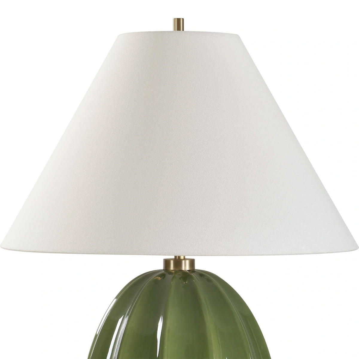 Moss Green Fluted Table Lamp
