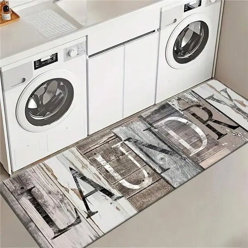 Laundry Room Floor Mat Runner, Non-Slip Polyester Kitchen Rug for Laundry Area, Bathroom Entryway, Farmhouse Home Decor Carpet