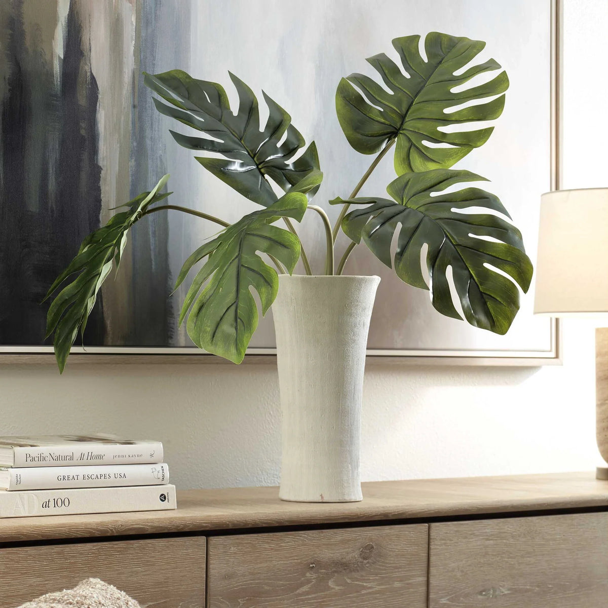 Monstera White Vase Centerpiece