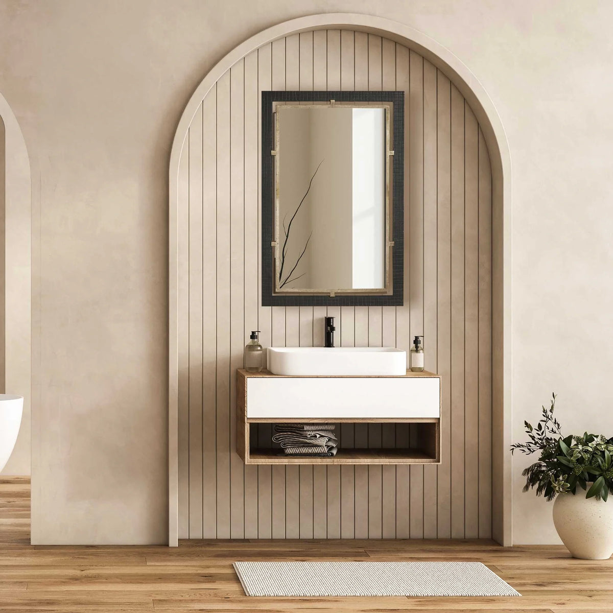 Walnut & Brass Rectangle Mirror