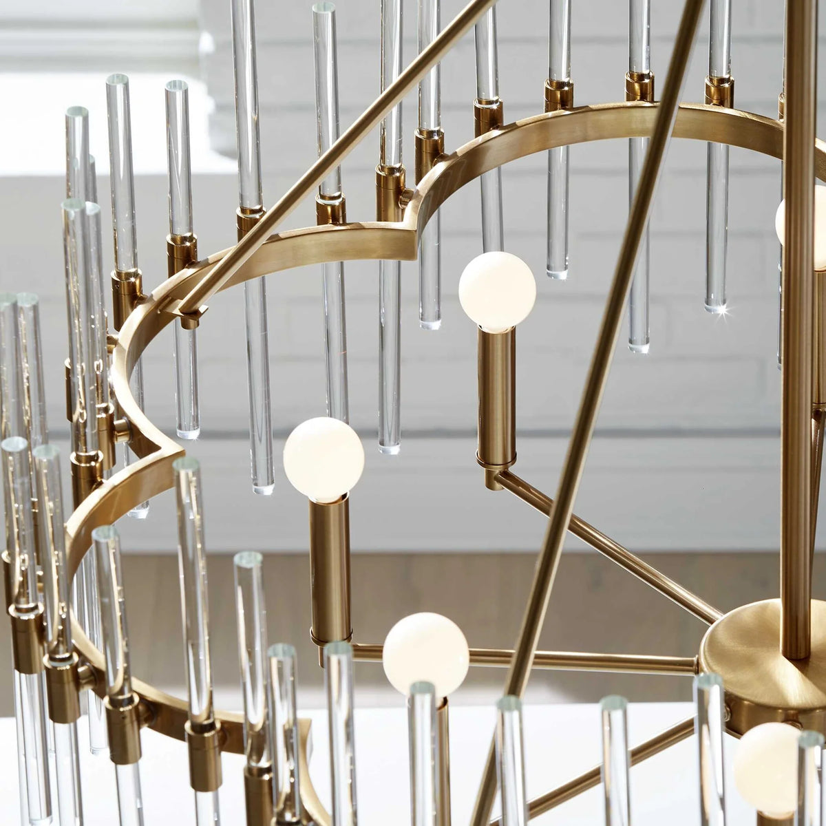 Stick 8 Light Brass Chandelier