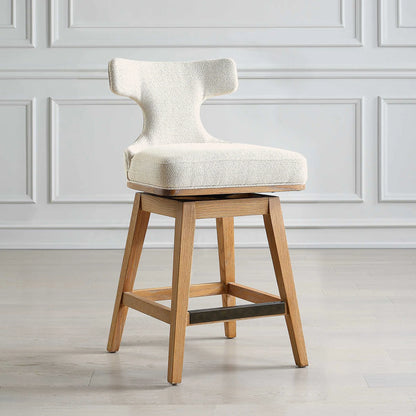 Off-White Fabric Counter Stool