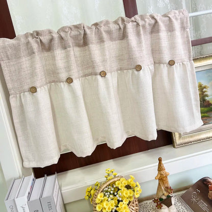 Rustic Vintage Linen Button Valance