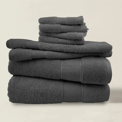 8-Piece Cotton Bath Towel Set | 2 Bath Towels, 2 Hand Towels, 4 Washcloths | Five Colours
