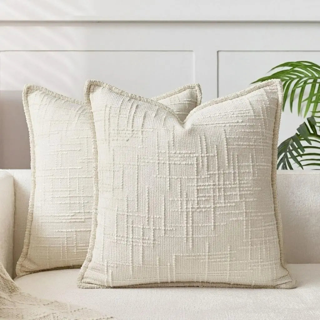Elevate Your Home Decor with Our 18x18 Soft Chenille Cushion Covers - 2-Piece Set in Rustic Style, Perfect for Any Living Space!