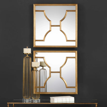 Gold Square Mirrors Set/2