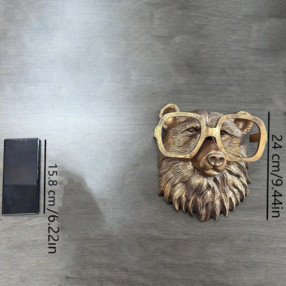 Bronzed Resin Animal Head Wall Sculpture | Faux Taxidermy Mount in Bear, Fox, Rabbit or Mouse