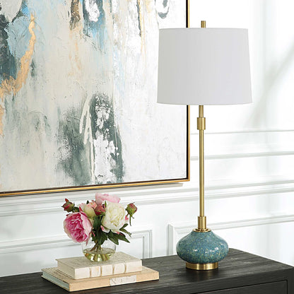 Aged Blue Buffet Lamp