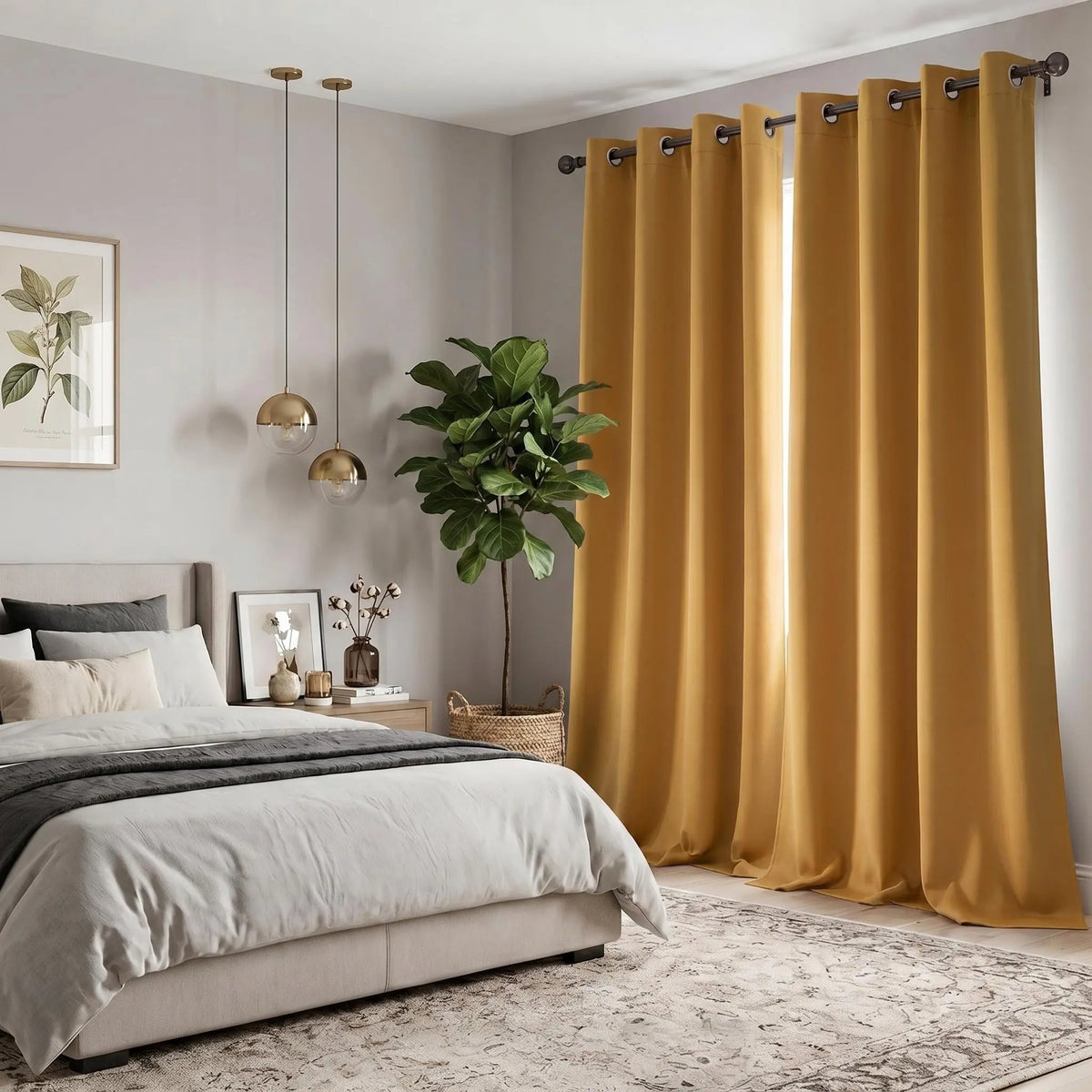 2-Panel Grommet Blackout Curtains - 52"x84" Thermal Insulated Drapes for Light Control and Noise Reduction