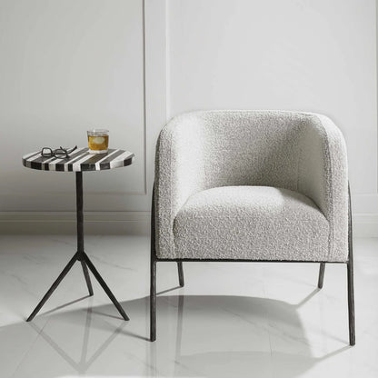Boucle Barrel Accent Chair