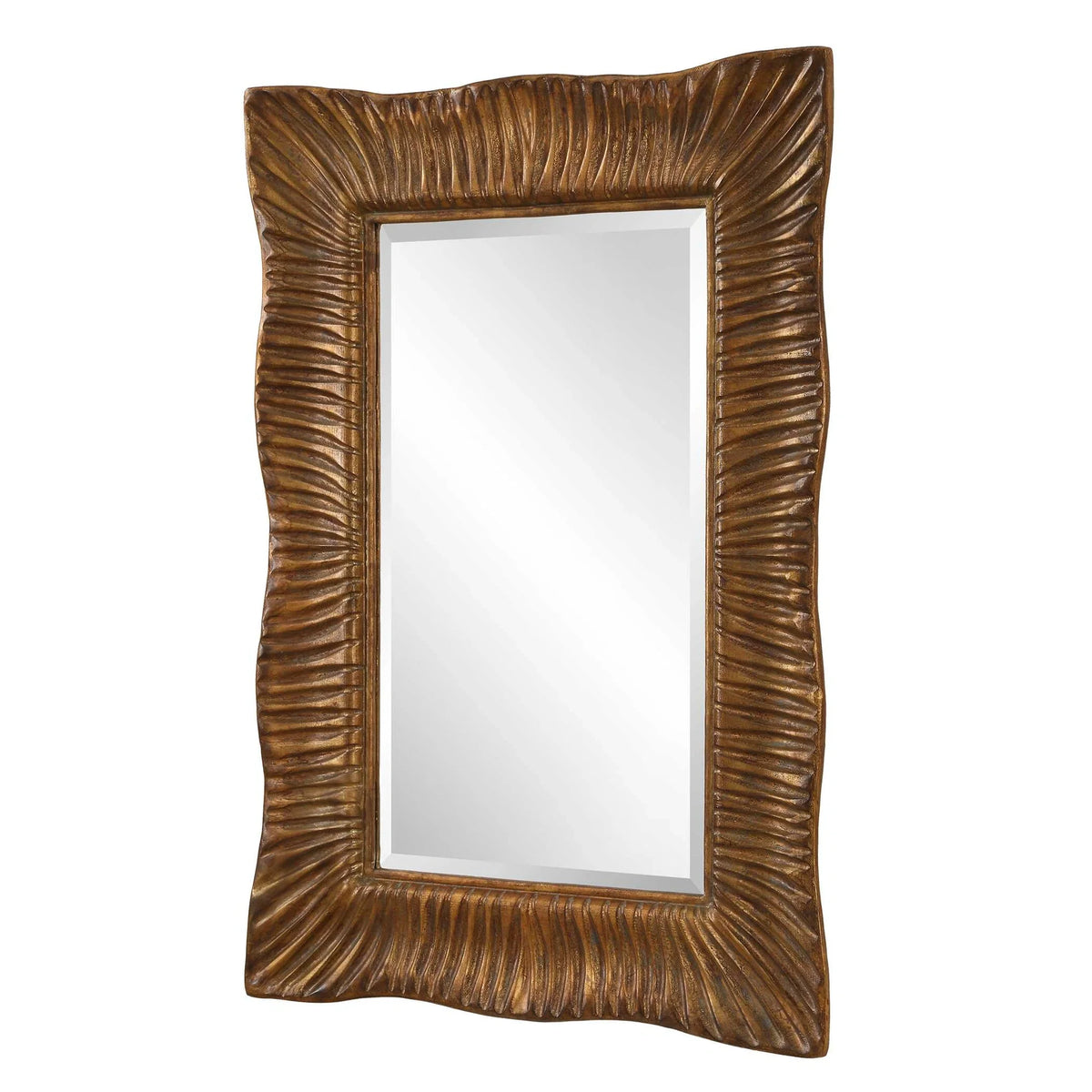 Scalloped Antique Gold Mirror