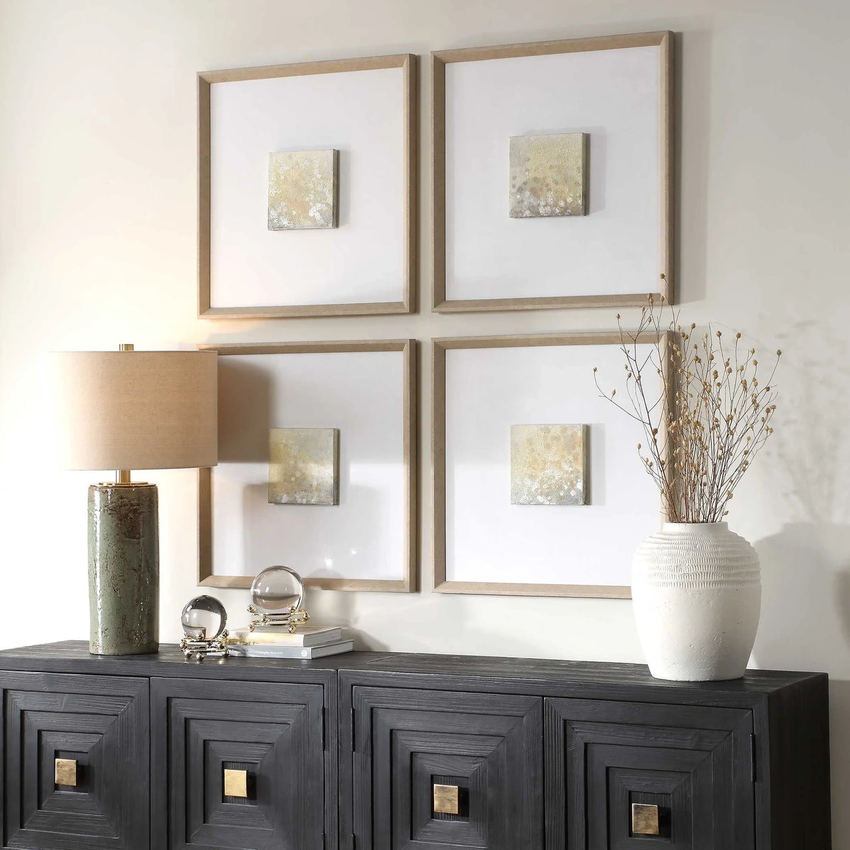 Layered Abstract Canvas Art, Set of 4