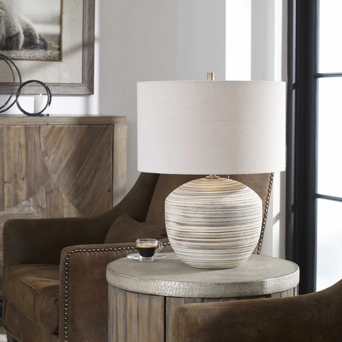 Striped Ceramic Accent Lamp