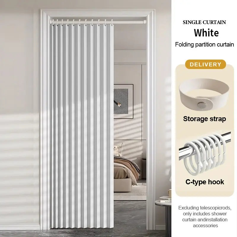 Striped Blackout Magnetic Folding Door Curtain