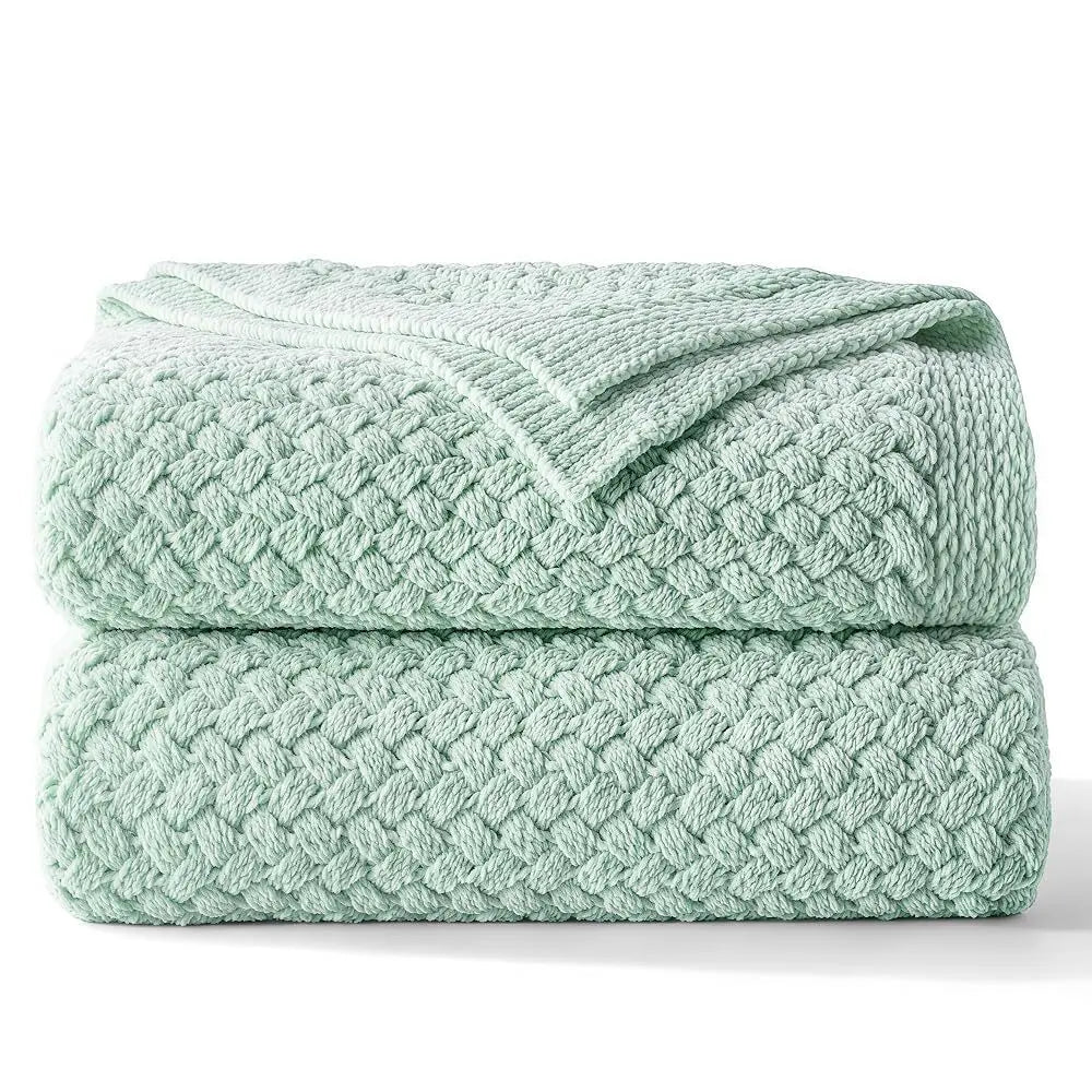 【Backtoschoolday】Whale Flotilla Chunky Chenille Knit Bed Blanket, Lightweight Breathable Summer Basket Woven Decorative Throw, Soft Fuzzy Cozy Blanket for Sofa Bedroom