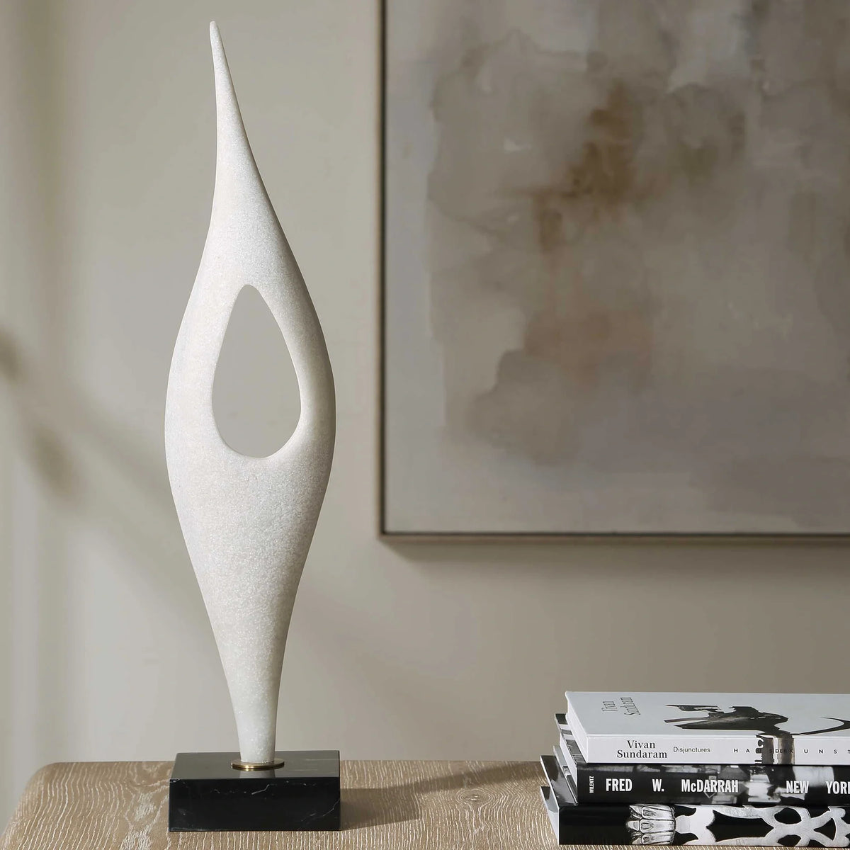 Fluid White Stone Sculpture