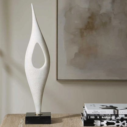 Fluid White Stone Sculpture