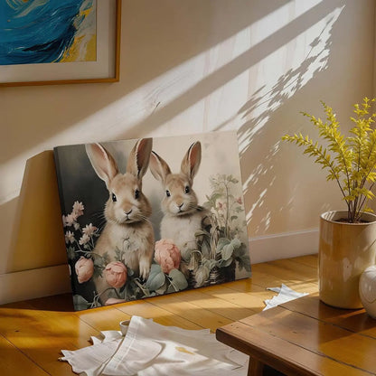 Vintage Easter Bunny Canvas Wall Art – Spring Prints for Your Bedroom, Living Room, or Office