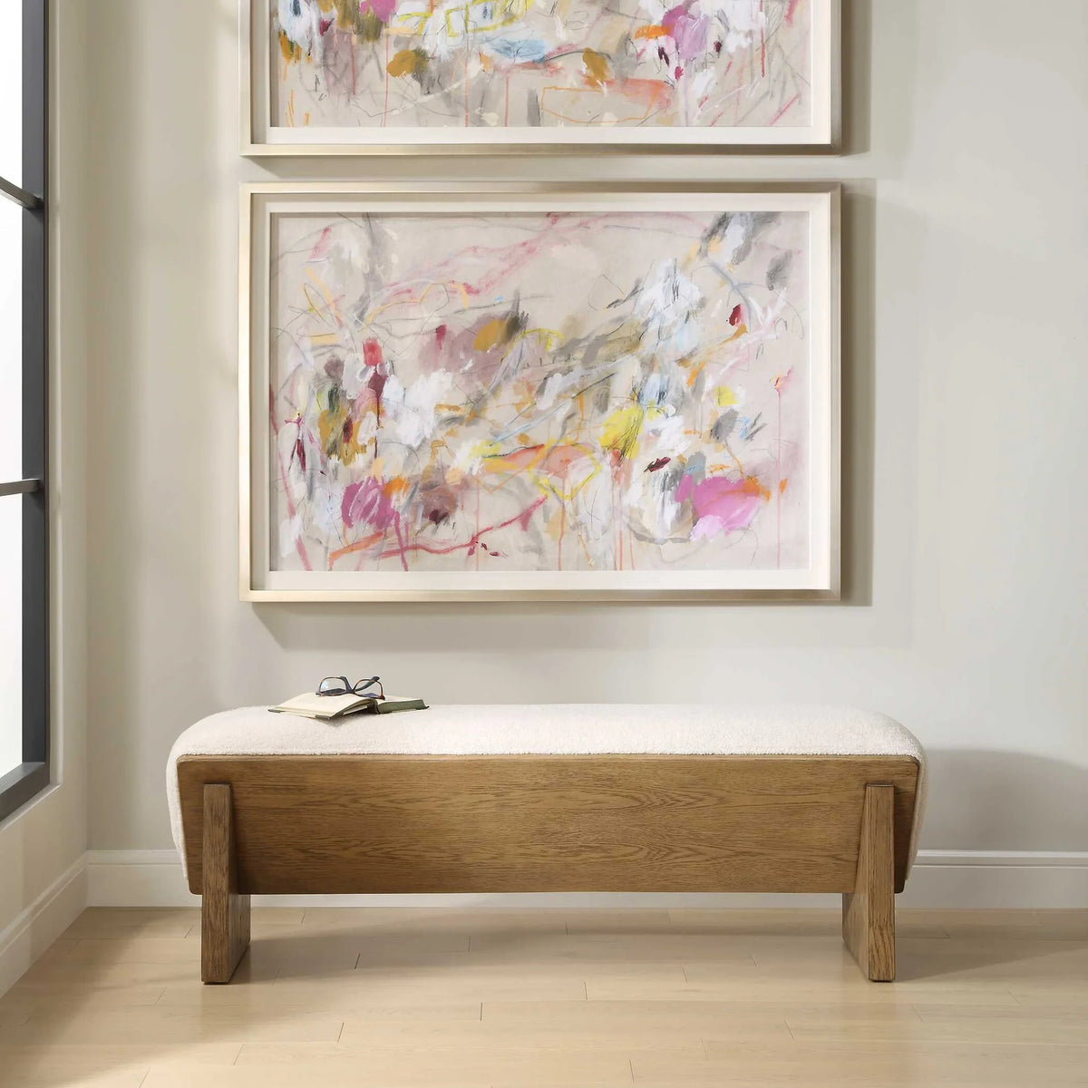 Ivory Fabric Bench