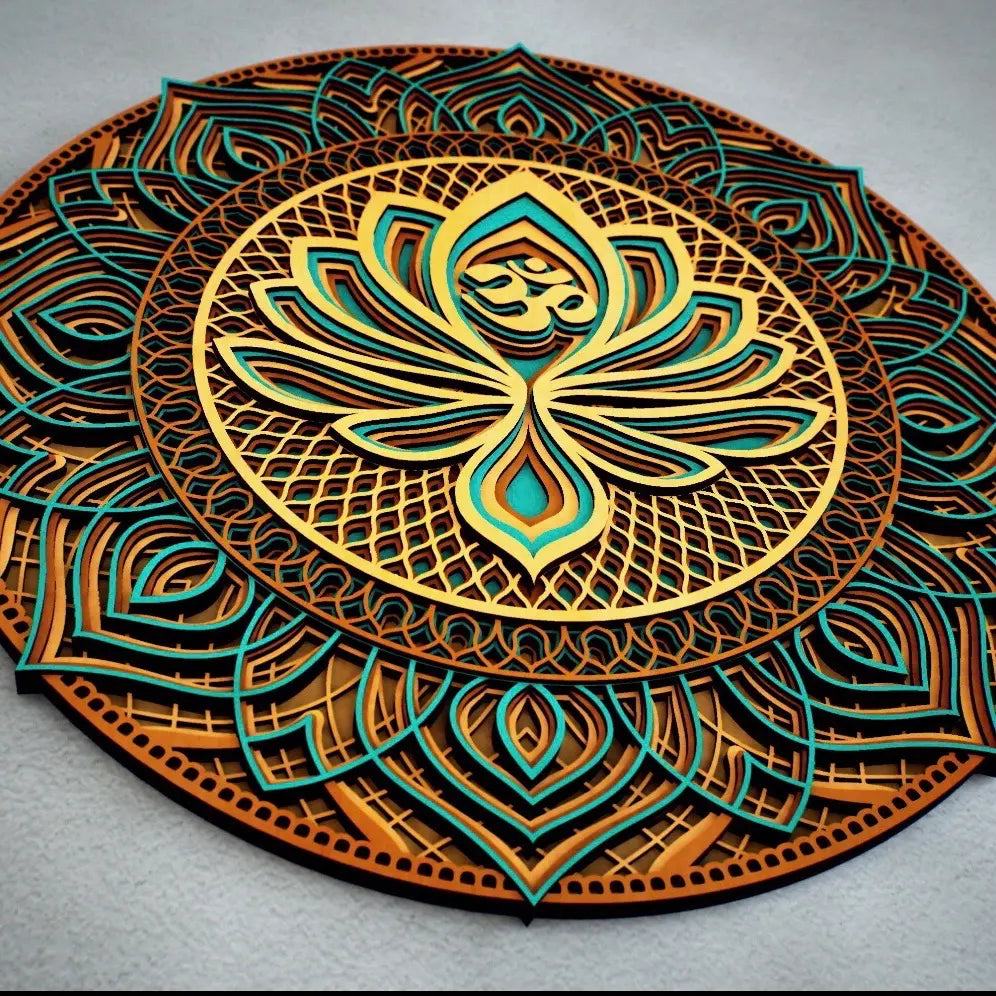 Large Lotus Flower Mandala Wood Wall Art - 22x22 inches, 9 Layers of Serenity