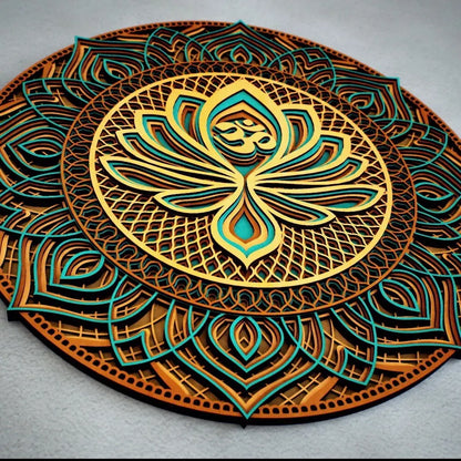 Large Lotus Flower Mandala Wood Wall Art - 22x22 inches, 9 Layers of Serenity